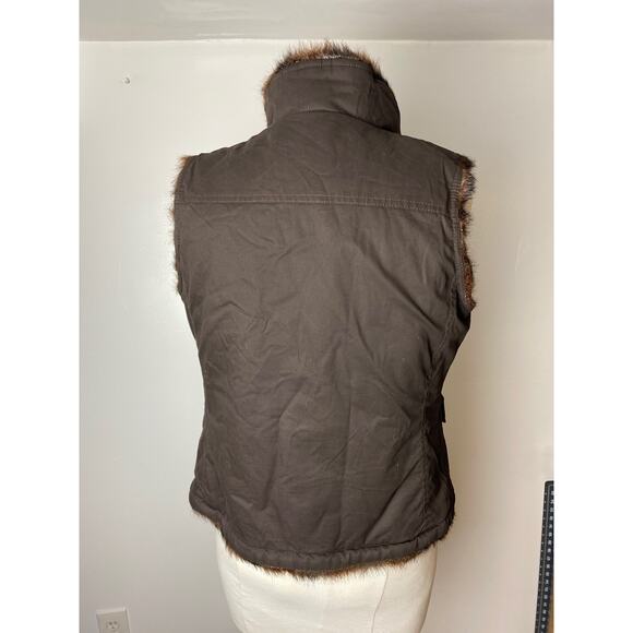 Unbranded Faux Fur Women's Reversible Vest Size Small 2 Pocket Dark Brown - Picture 7 of 11